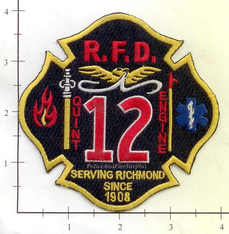 Virginia - Richmond Engine 12 Quint 12 Fire Dept Patch