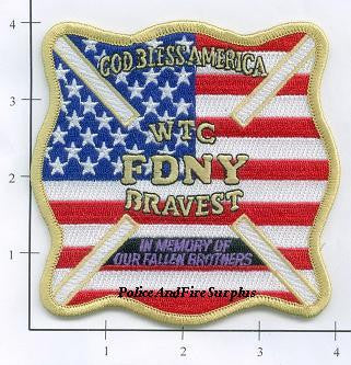 New York - New York City Fire Dept Patch WTC 9-11 Patch v4 - God Bless America