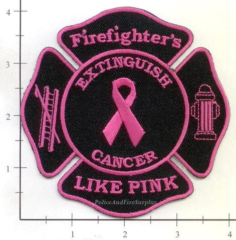 Breast Cancer - Firefighter's Link Pink Extinguish Cancer Fire Dept Patch v2