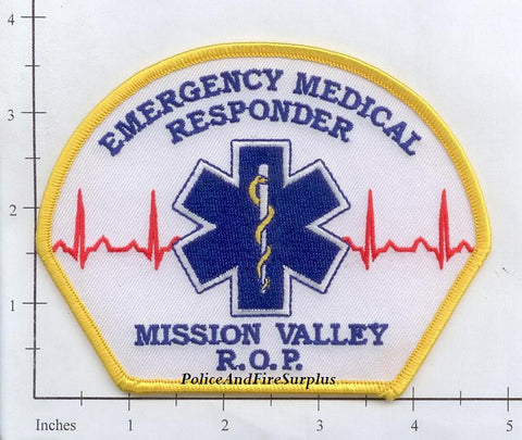 California - Mission Valley ROP Emergency Medical Responder Fire Dept Patch