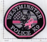 California - Westminster K-9 Police Dept Patch Breast Cancer Awareness
