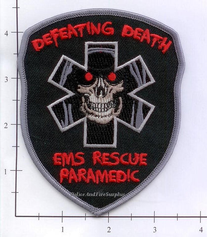 - Defeating Death EMS Rescue Paramedic Fire Dept Patch v1