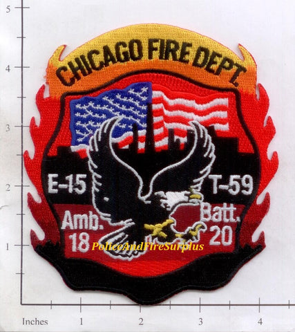 Illinois - Chicago Engine  15, Truck 59, Ambulance 18, Battalion 20 Fire Dept Patch