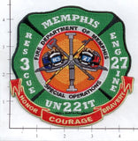 Tennessee - Memphis Engine 27 Rescue 3 Unit 22 Special Operations Fire Dept Patch