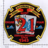Virginia - Richmond Engine 21 Quint 21 Foam 21 Fire Dept Patch ERROR Patch