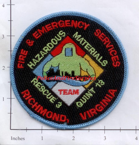 Virginia - Richmond Haz Mat Team, Rescue 3, Quint 13 Fire Dept Patch