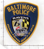 Maryland - Baltimore Police Ravens Victory Parade 2013 Patch