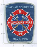 North Carolina - Moncure, Chatham County Fire Dept Patch
