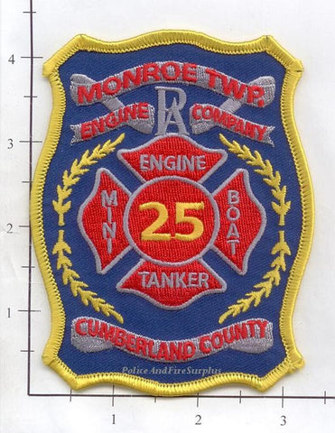 Pennsylvania - Monroe Township Engine 25 Tanker Mini Boat Fire Dept Patch