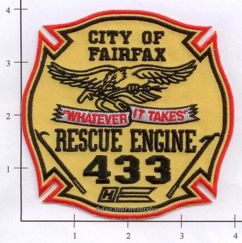 Virginia - Fairfax Engine 433 Rescue 433 Fire Dept Patch