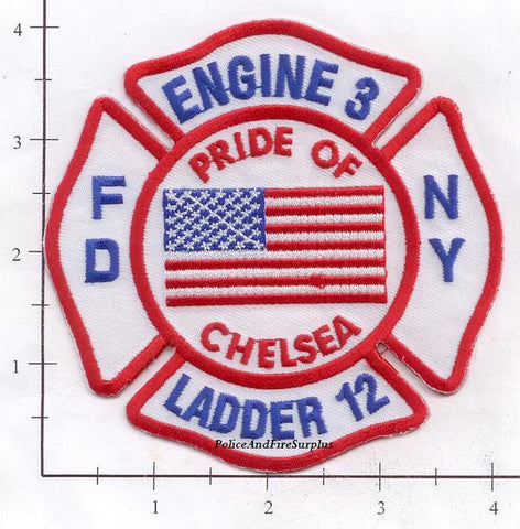 New York City Engine   3 Ladder 12 Fire Dept Patch v9 Flag