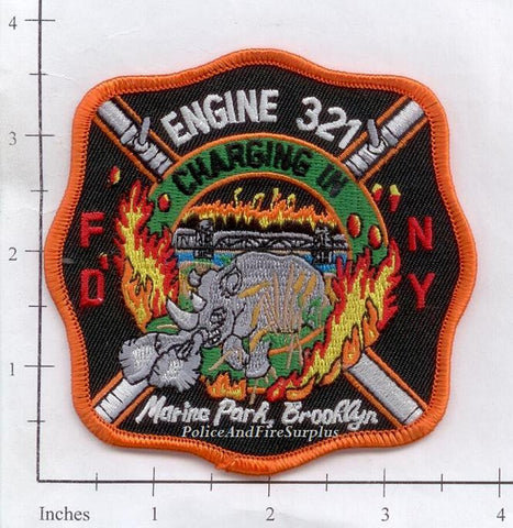 New York City Engine 321 Fire Dept Patch v12 Red Letters