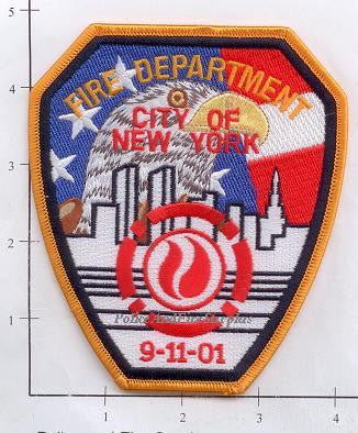 New York City Fire Dept Shoulder Patch Red, White & Blue and Red 9-11-01