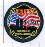 New York - New York City Fire Dept Patch WTC 9-11 Patch v1 - In Memory Of Our Fallen Brothers Black Circle