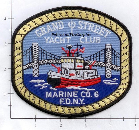 New York City Marine 6 Fire Dept Patch v10 Yacht Club Manhattan