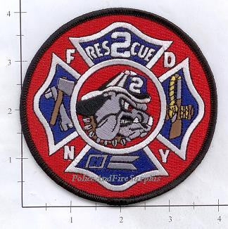 New York City Rescue 2 Fire Dept Patch v18 Red Round