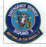 New York - New York City Emergency Service Unit Squad 3 Police Patch v1