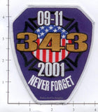 WTC - 343 Never Forget Fire Dept Patch v1 Purple