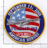 Pennsylvania - Flight 93, Sept 11, 2001 American Heroes Patch v2